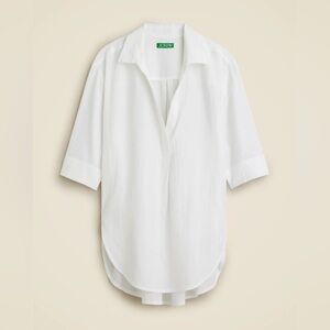 J. Crew Popover Shirt in Airy Guaze White Cotton Textured Tunic